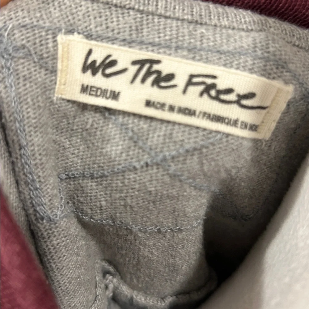 We The Free Gray and Maroon Sweatshirt Free People Tee Tunic Top Size Medium - Picture 2 of 15
